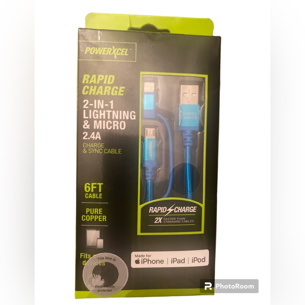 PowerXcel rapid charge 2-IN-1 Lightning and micro 2.4A